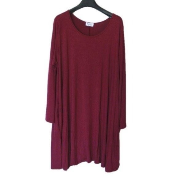 Spin USA Red Burgundy Rayon Dress 3X‎ Plus - Picture 3 of 7